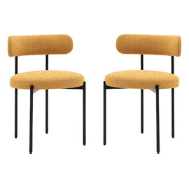 Arras Ochre Fabric Dining Chairs In Pair