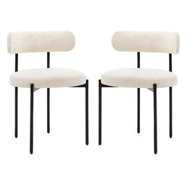 Arras Vanilla Polyester Fabric Dining Chairs In Pair
