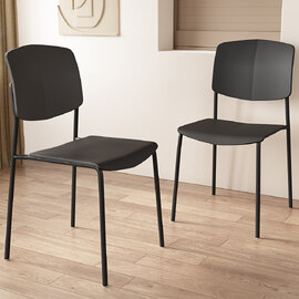 Arta Black Straight Plastic Dining Chairs - Pair