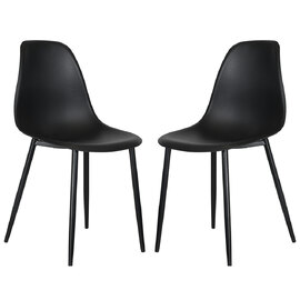 Arta Curve Black Plastic Dining Chairs In Pair