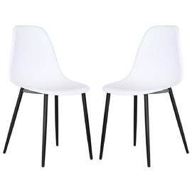 Arta Curve White Plastic Dining Chairs In Pair