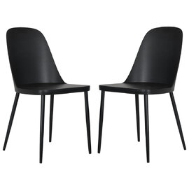 Arta Duo Black Plastic Dining Chairs In Pair