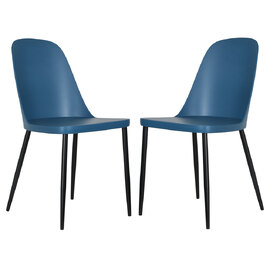 Arta Duo Blue Plastic Dining Chairs In Pair