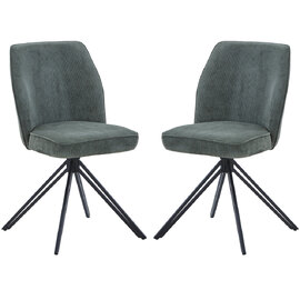 Arta Fabric Dining Chairs In Pair - Green