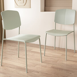 Arta Green Sraight Plastic Dining Chairs - Pair