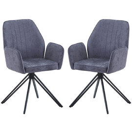 Arta Fabric Dining Chairs In Pair - Grey