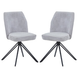 Arta Fabric Dining Chairs In Pair - Light Grey