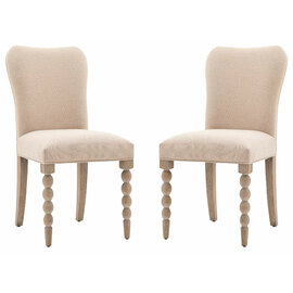 Arta Natural Fabric Dining Chairs In Pair