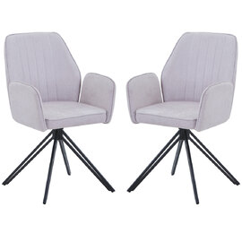Arta Fabric Dining Chairs In Pair - Natural