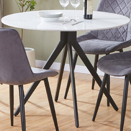 Arta Sintered Stone Round Dining Table - White Gloss