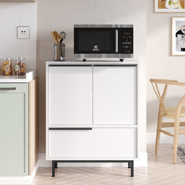 Novaro Wooden Coffee Station Cabinet with 3 Doors in White