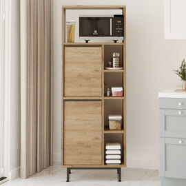 Novaro Wooden Coffee Station Cabinet with 5 Shelf in Walnut