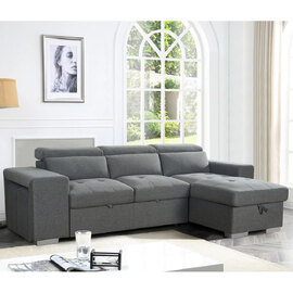 Arthur Fabric Corner Sofa Bed In Grey
