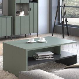 Arthur Wooden Coffee Table With Undershelf In Green Grey