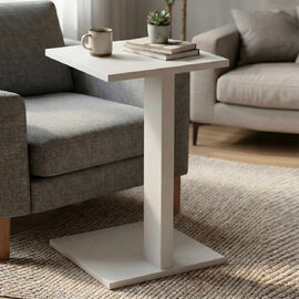 Artmat Square Wooden Side Table in White