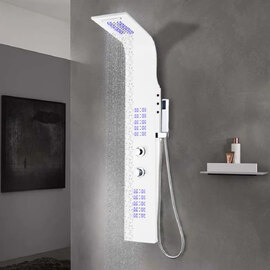 Arvada 4 Modes Shower Panel System With Shower Kit And LED 1300mm Height - White