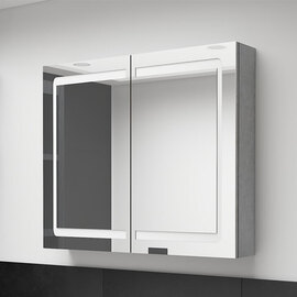 Arvada Bathroom Mirrored Cabinet In Concrete Effect With LED