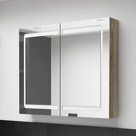 Arvada Bathroom Mirrored Cabinet In Oak With LED