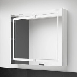 Arvada Bathroom Mirrored Cabinet In Shining White With LED