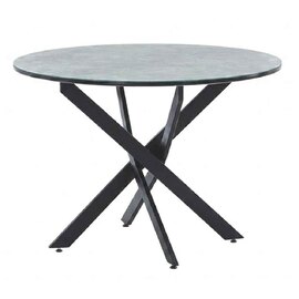 Arvello Round Marble Effect Glass Dining Table with Black Legs