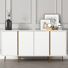 Arven Wooden Console Table with 4 Doors in White