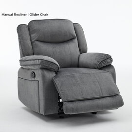 Arvexo Fabric Manual Recliner 1 Seater Sofa in Grey