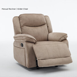 Arvexo Fabric Manual Recliner 1 Seater Sofa in Light Brown