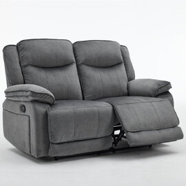 Arvexo Fabric Manual Recliner 2 Seater Sofa in Grey