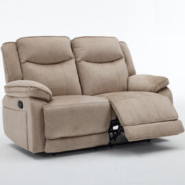 Arvexo Fabric Manual Recliner 2 Seater Sofa in Light Brown