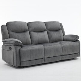 Arvexo Fabric Manual Recliner 3 Seater Sofa in Grey