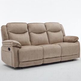 Arvexo Fabric Manual Recliner 3 Seater Sofa in Light Brown
