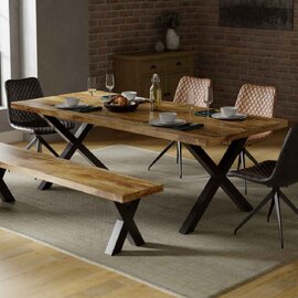 Arzano 180cm Mango Wood Dining Table with X Shape Legs