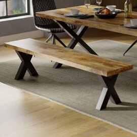 Arzano 190cm Mango Wood Dining Bench with X Shape Legs