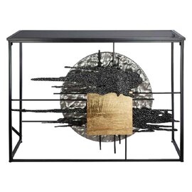 Galaxy Art Frame Metal Console Table In Black And Gold