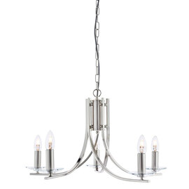Ascona 5 Lights Clear Glass Pendant Light In Satin Silver