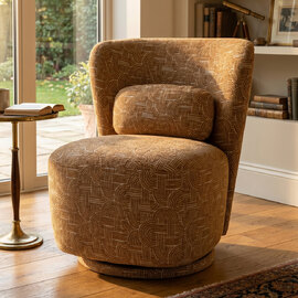 Aseron Fabric Swivel Accent Chair in Amber