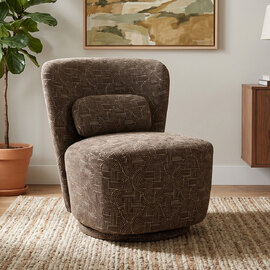 Aseron Fabric Swivel Accent Chair in Espresso