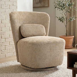 Aseron Fabric Swivel Accent Chair in Oatmeal