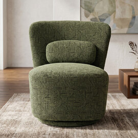 Aseron Fabric Swivel Accent Chair in Olive