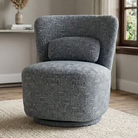Aseron Fabric Swivel Accent Chair in Slate