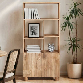 Ashford Wooden Bookcase With 2 Doors In Natural