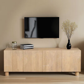 Ashford Wooden TV Stand With 4 Doors In Natural