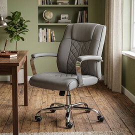 Atheon PU Leather Home and Office Chair in Grey