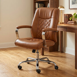 Atheon PU Leather Home and Office Chair in Tan
