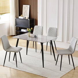 Attica Grey Sintered Stone Dining Table With 4 Light Grey Chairs