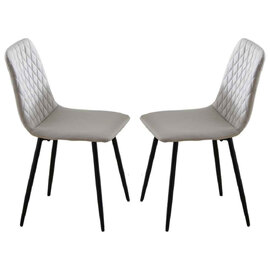 Attica Light Grey Leather Dining Chairs - Pair