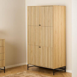 Attica Wooden Wardrobe With 4 Doors In Oak And Matt Black