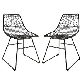 Auckland Black Metal Bistro Dining Chairs In Pair