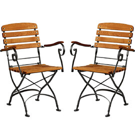Auckland Brown Wooden Folding Armchair in Pair