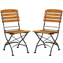 Auckland Brown Wooden Folding Sidechair in Pair